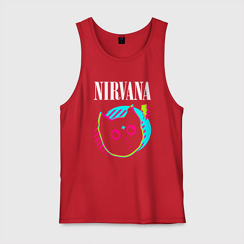 Мужская майка Nirvana rock star cat / Красный – фото 1