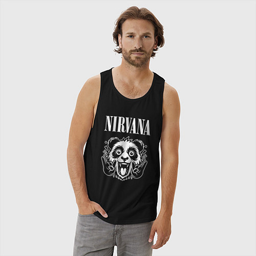 Мужская майка Nirvana rock panda / Черный – фото 3