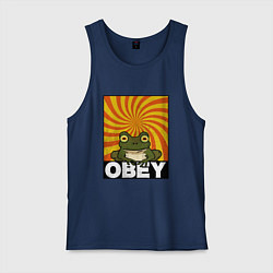 Майка мужская хлопок Гипножаба по мотивам Футурама на оранжевом фоне, цвет: тёмно-синий