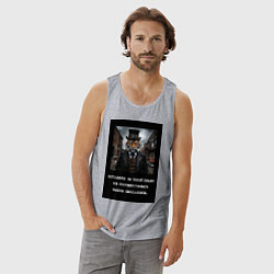 Майка мужская хлопок Тигр стимпанк: Оставляю за собой право не соответс, цвет: меланж — фото 2