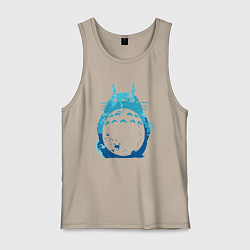 Майка мужская хлопок Blue Totoro, цвет: миндальный