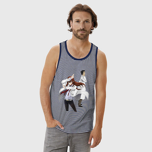 Мужская майка Врата Штейна Ринтаро Курису Макисэ / Синяя тельняшка – фото 3