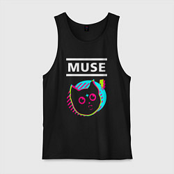 Майка мужская хлопок Muse rock star cat, цвет: черный