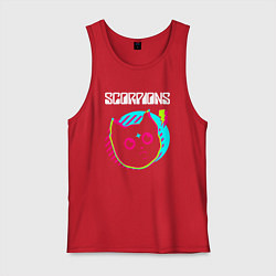 Майка мужская хлопок Scorpions rock star cat, цвет: красный
