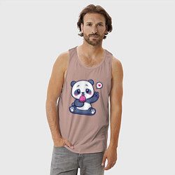 Майка мужская хлопок Ice cream panda, цвет: пыльно-розовый — фото 2