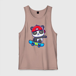Майка мужская хлопок Panda skater, цвет: пыльно-розовый