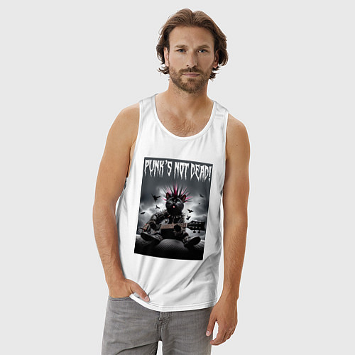 Мужская майка Cool kitten - punks not dead / Белый – фото 3