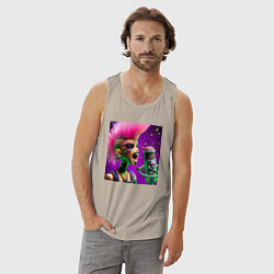 Майка мужская хлопок Barbie and punks not dead, цвет: миндальный — фото 2