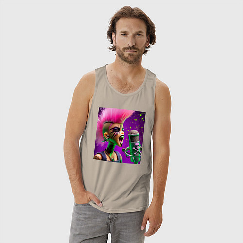 Мужская майка Barbie and punks not dead / Миндальный – фото 3