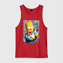 Мужская майка Bart Simpson with a kitten - ai art