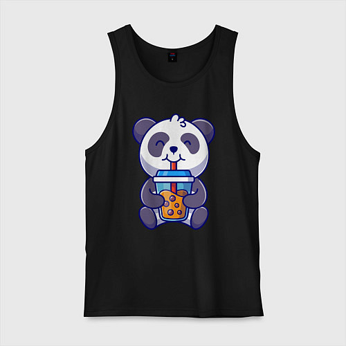 Мужская майка Drinking panda / Черный – фото 1