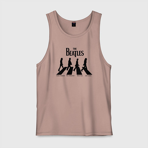 Мужская майка Черный силуэт группы Битлз / Пыльно-розовый – фото 1