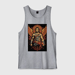 Майка мужская хлопок Боец и крылья, цвет: меланж