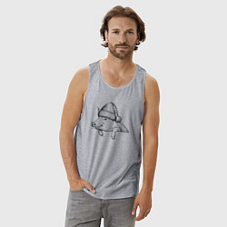 Майка мужская хлопок Новогодняя хрюшка, цвет: меланж — фото 2