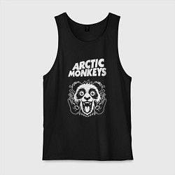Майка мужская хлопок Arctic Monkeys rock panda, цвет: черный