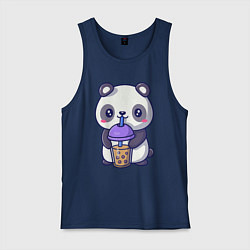 Майка мужская хлопок Panda drink, цвет: тёмно-синий