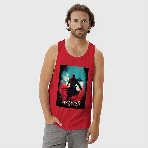 Мужская майка Assassins creed red blue abstract / Красный – фото 3