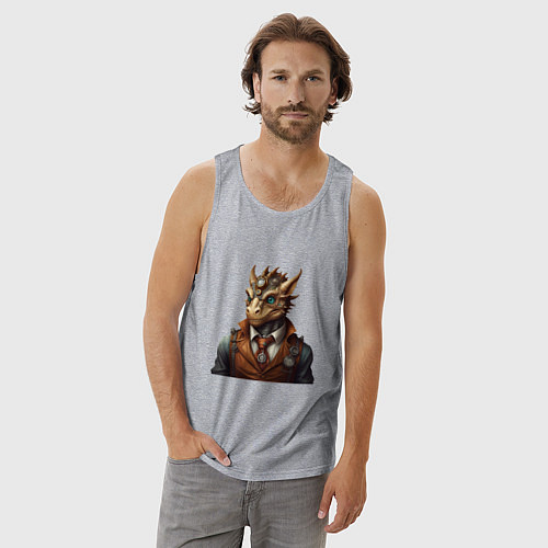 Мужская майка Дракон симпатик / Меланж – фото 3