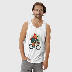 Майка мужская хлопок Медвежонок на велосипеде, цвет: белый — фото 2