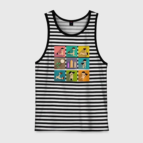 Мужская майка Позы камасутры / Черная тельняшка – фото 1