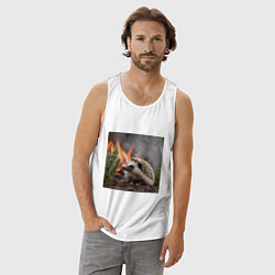 Майка мужская хлопок Ёжик в огне, цвет: белый — фото 2