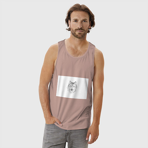 Мужская майка Нарисованный волк зубами щёлк / Пыльно-розовый – фото 3