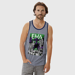Майка мужская хлопок Евангелион Синдзи, цвет: синяя тельняшка — фото 2