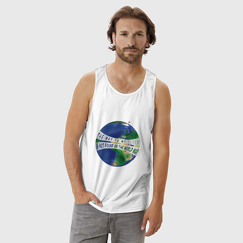 Мужская майка Путь к моему сердцу не найти на карте мира / Белый – фото 3