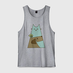 Майка мужская хлопок Собачка птичка кошечка, цвет: меланж