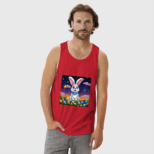 Мужская майка Кролик под звёздами / Красный – фото 3