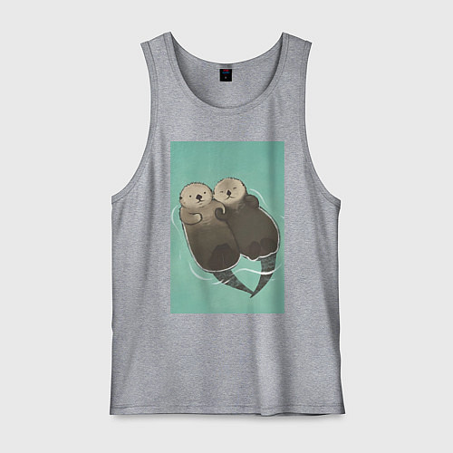 Мужская майка Выдры плавают / Меланж – фото 1