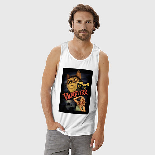 Мужская майка Кот возвращение вампира / Белый – фото 3