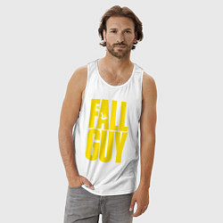 Майка мужская хлопок The fall guy logo, цвет: белый — фото 2