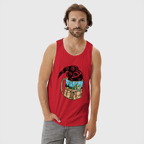 Мужская майка Космос в рюкзаке / Красный – фото 3