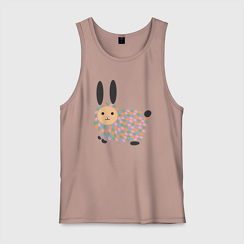 Мужская майка Разноцветный зайчик / Пыльно-розовый – фото 1