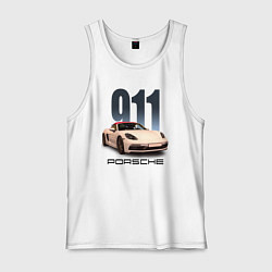 Майка мужская хлопок Немецкий спортивный автомобиль Порше 911, цвет: белый