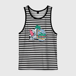 Майка мужская хлопок Dead summer skull, цвет: черная тельняшка