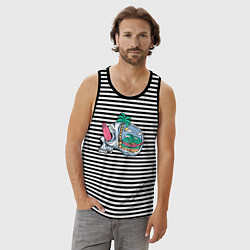 Майка мужская хлопок Dead summer skull, цвет: черная тельняшка — фото 2