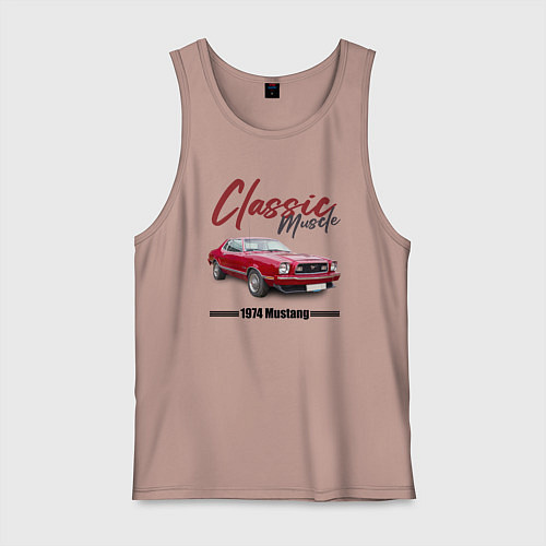 Мужская майка Американский маслкар Ford Mustang 1974 года / Пыльно-розовый – фото 1