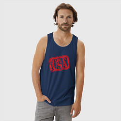 Майка мужская хлопок Made in USA, цвет: тёмно-синий — фото 2