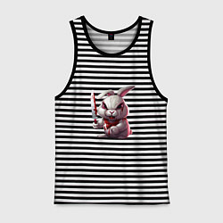 Майка мужская хлопок Зайчик Маньяк, цвет: черная тельняшка