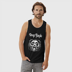 Майка мужская хлопок Deep Purple rock panda, цвет: черный — фото 2