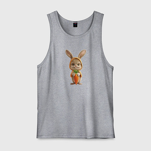 Мужская майка Веселый заяц - кролик с морковкой / Меланж – фото 1