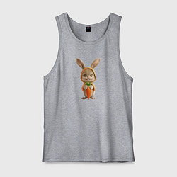 Майка мужская хлопок Веселый заяц - кролик с морковкой, цвет: меланж