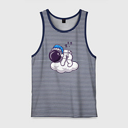 Майка мужская хлопок Сон на облаке, цвет: синяя тельняшка