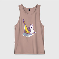 Майка мужская хлопок Лошадь яхтсмен, цвет: пыльно-розовый