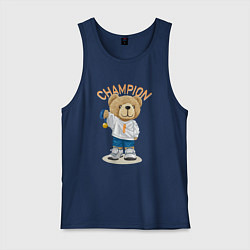 Майка мужская хлопок Плюшевый медведь чемпион, цвет: тёмно-синий