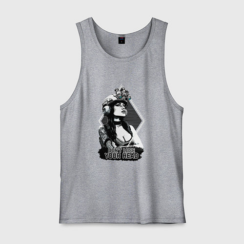 Мужская майка Dont lose your head - military girl / Меланж – фото 1