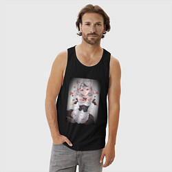 Майка мужская хлопок Аниме девочка кошечка витубер Sakamata Chloe, цвет: черный — фото 2