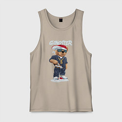 Майка мужская хлопок Плюшевый медвежонок - гангстер, цвет: миндальный